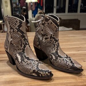 Tecovas Brown Snakeskin Ankle Booties